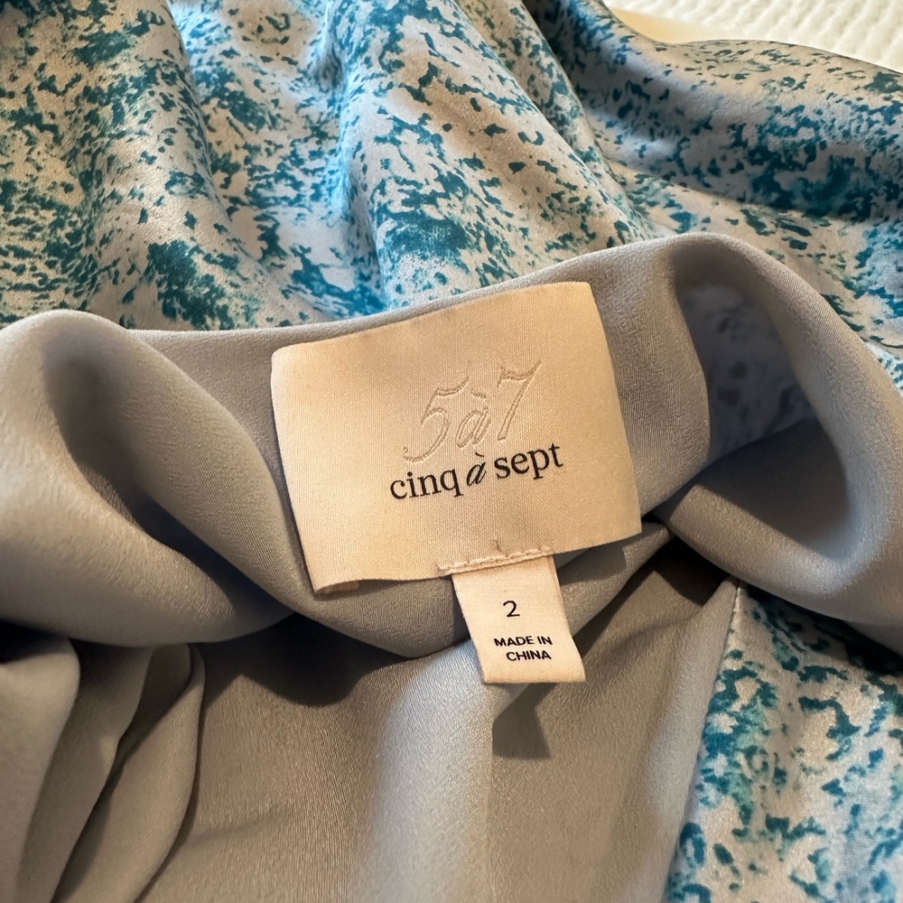 Cinq à Sept Blue and Gray Midi Dress